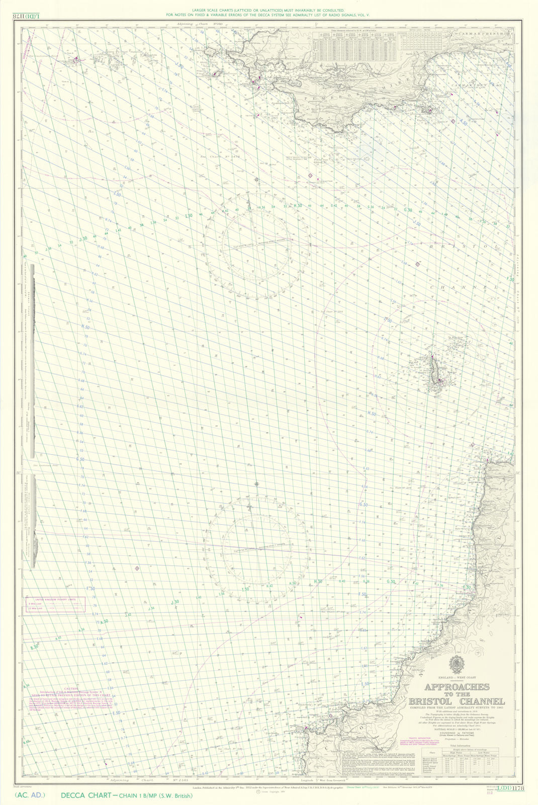 Cornwall. Bristol Channel Approaches. Admiralty sea chart #1178. 1952 (1979) map